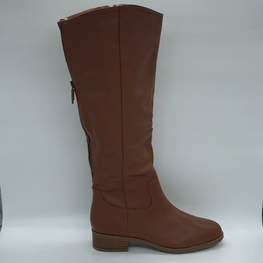 Style & CO. Gracie Brown Leather Knee-High Boots